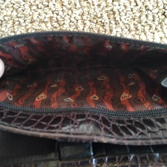 Brighton Vintage Wallet Leather Croc Embossed Black Brown Bi-Fold - Picture 6 of 9
